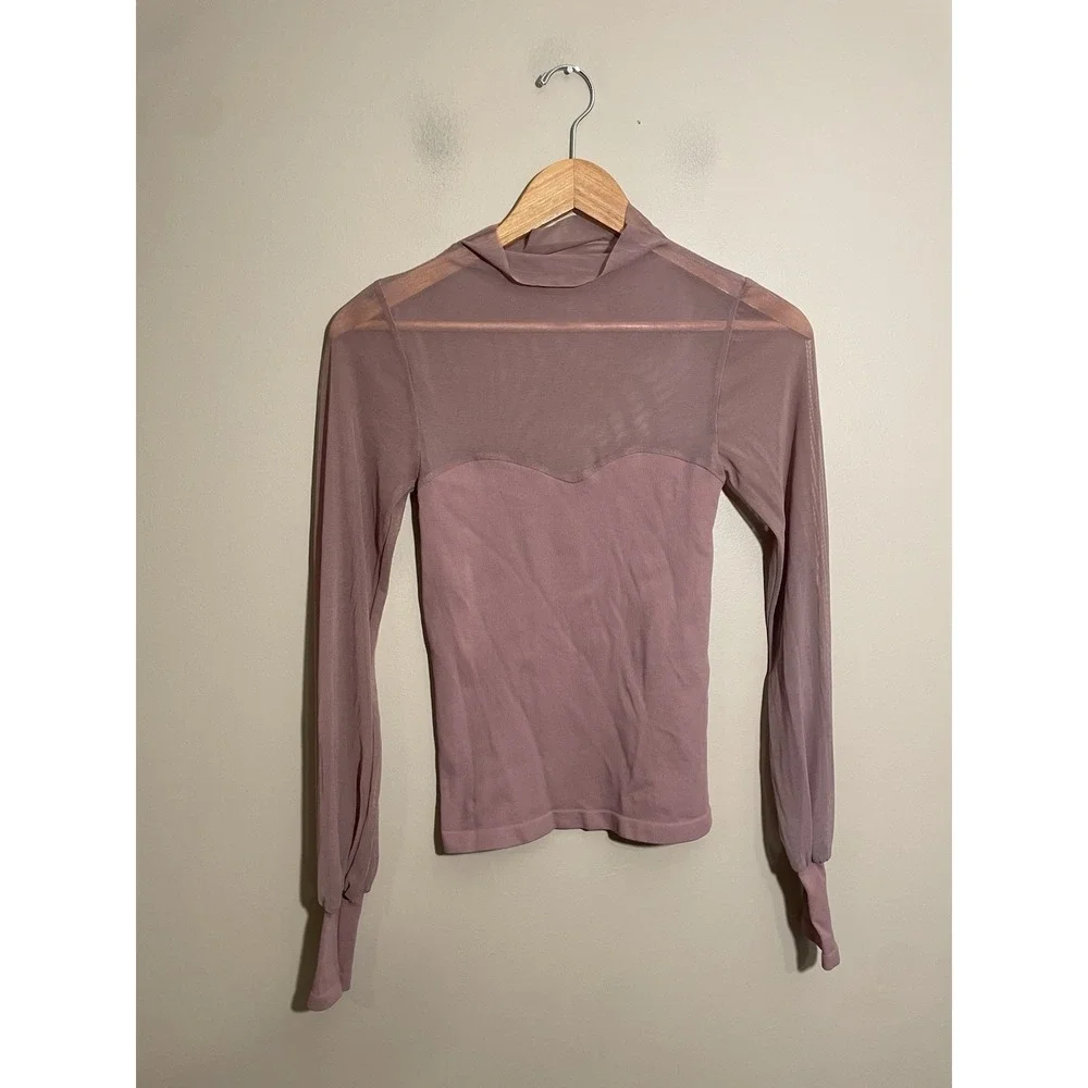 Intimately Free People Light Up Layering Mesh Knit Top Women's Sz M/L Dusty Rose